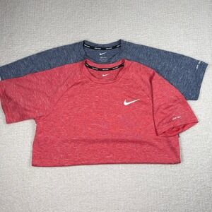Nike Swim Dri-FIT Rash Guard Shirt 2 Pack Mens Medium Red Blue UPF 40+ Outdoors